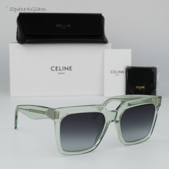 BRAND NEW Celine CL4055IN 93B Transparent Green Gradient Square Women Sunglasses - Picture 3 of 7